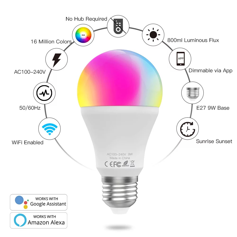 Foco Inteligente Wifi RGBW 14W MOES Compatible Alexa y Google Home